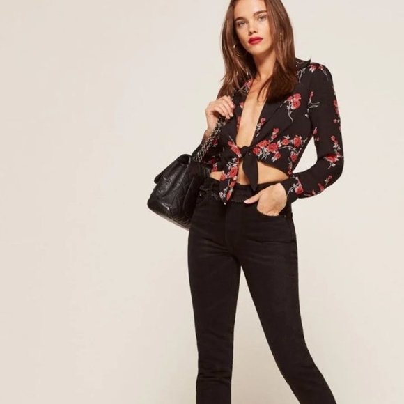 Reformation Dottie Top, Rose Pattern, XS - Picture 3 of 10